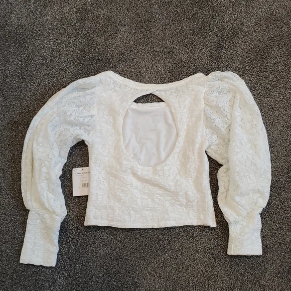 NWT Free People Y2K Round Neck Long Puff Sleeve Top blouse tee - Picture 12 of 12